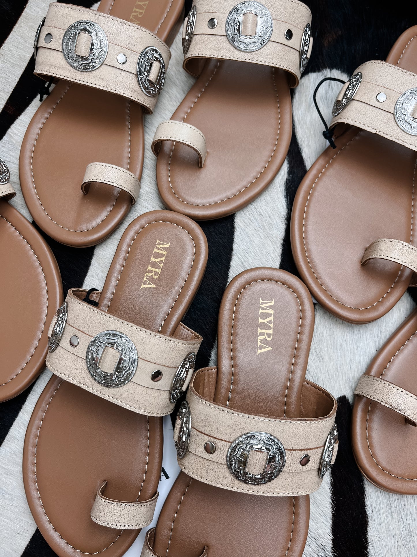 The Concho Sandals in Tan