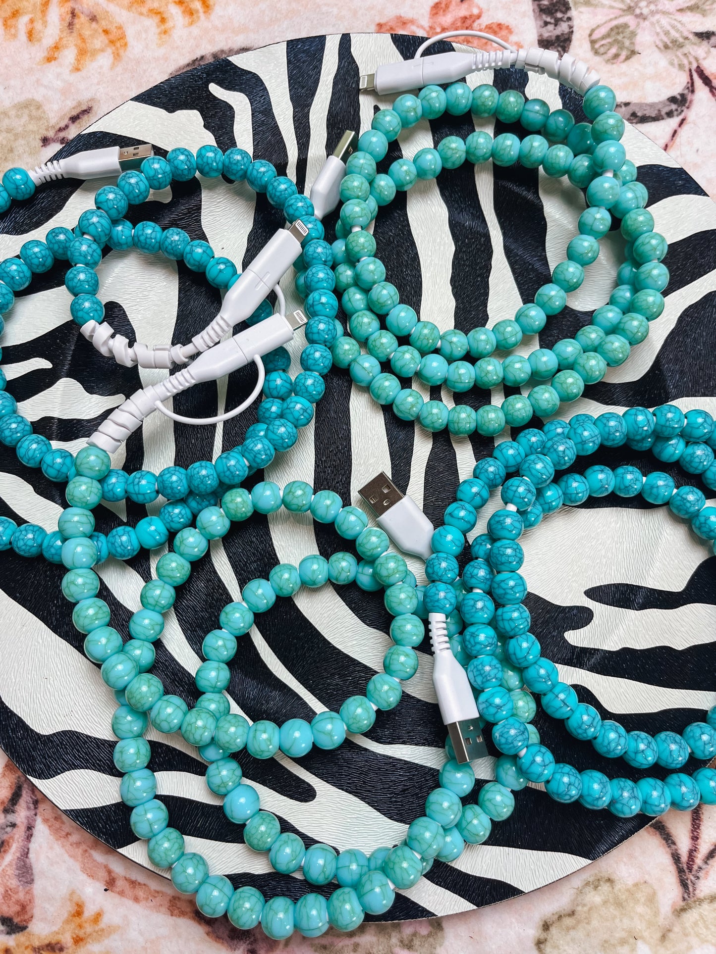 Turquoise Beaded Charging Cable (2 colors)