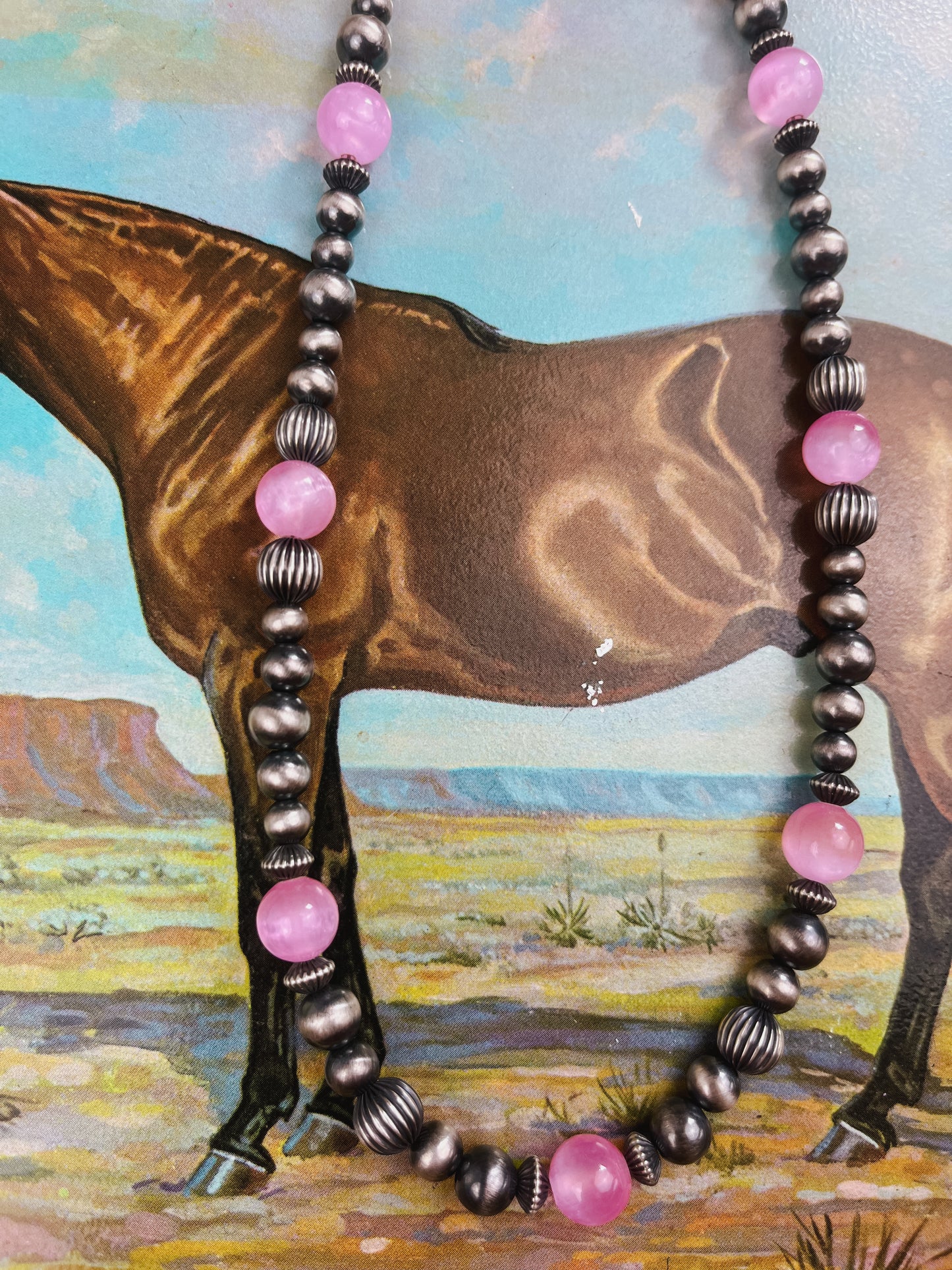 Pink Selenite & Pearl Necklace