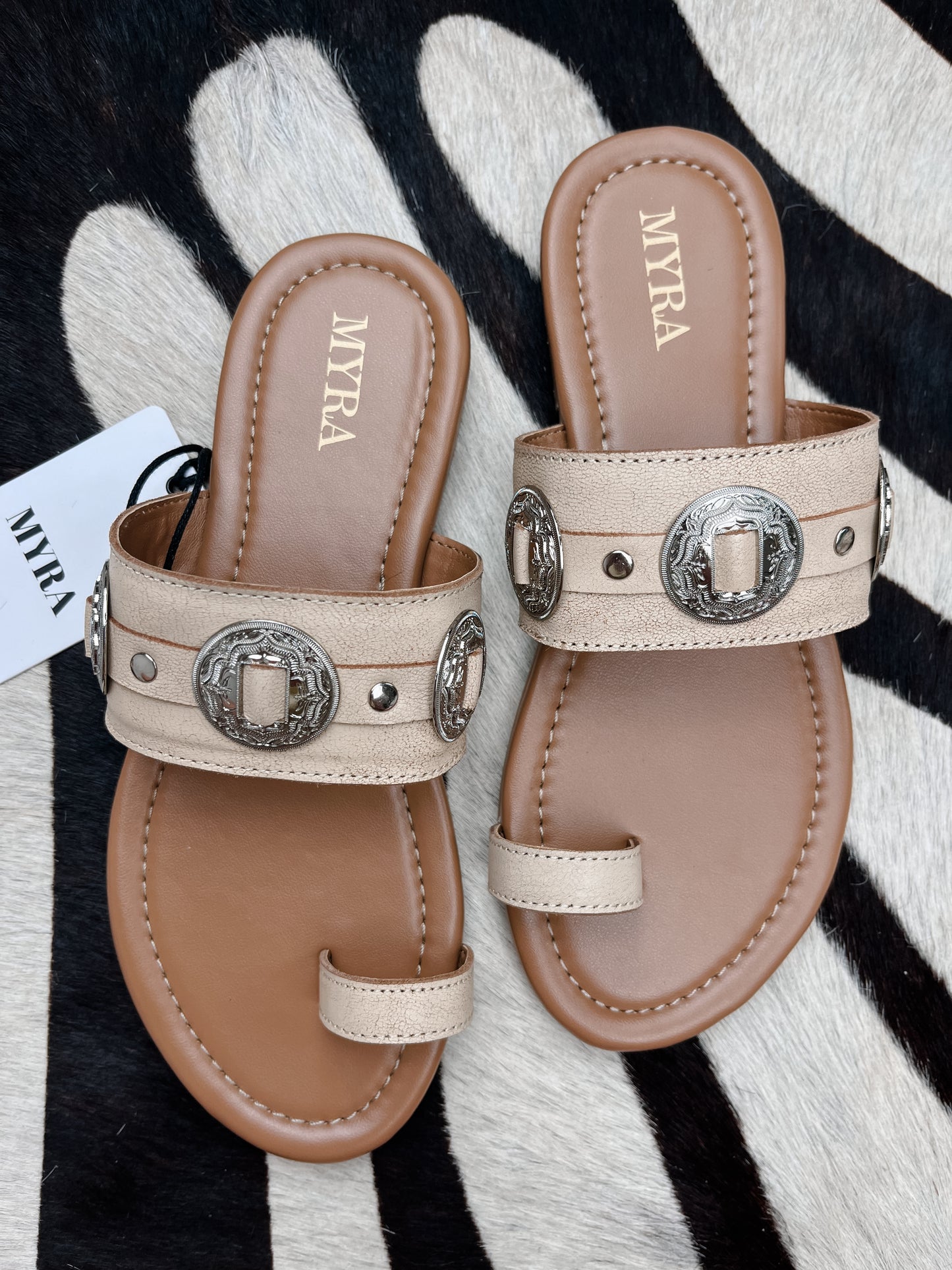 The Concho Sandals in Tan