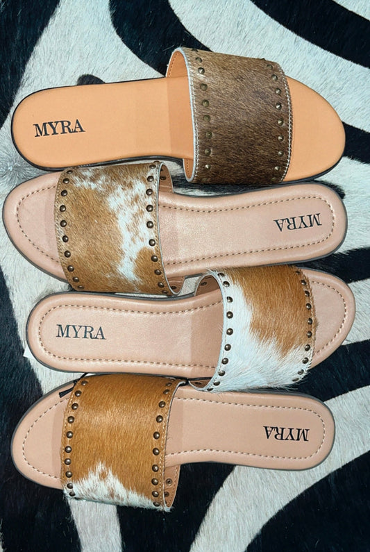 The Unbranded Slides- Brown Hide