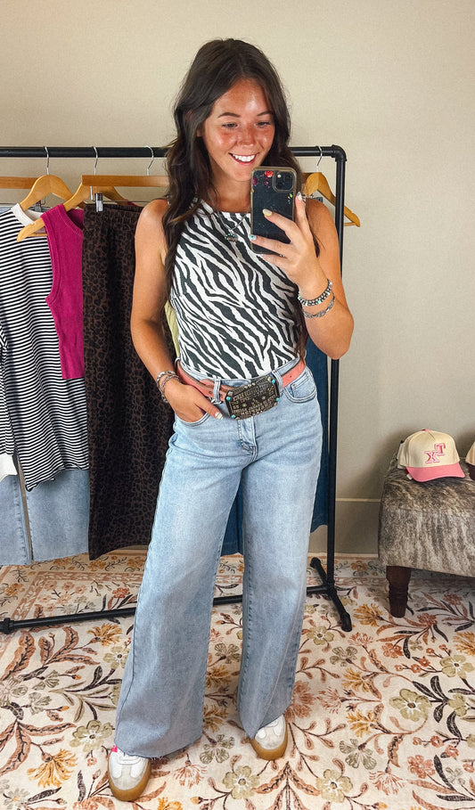 The Zebra Denim Top