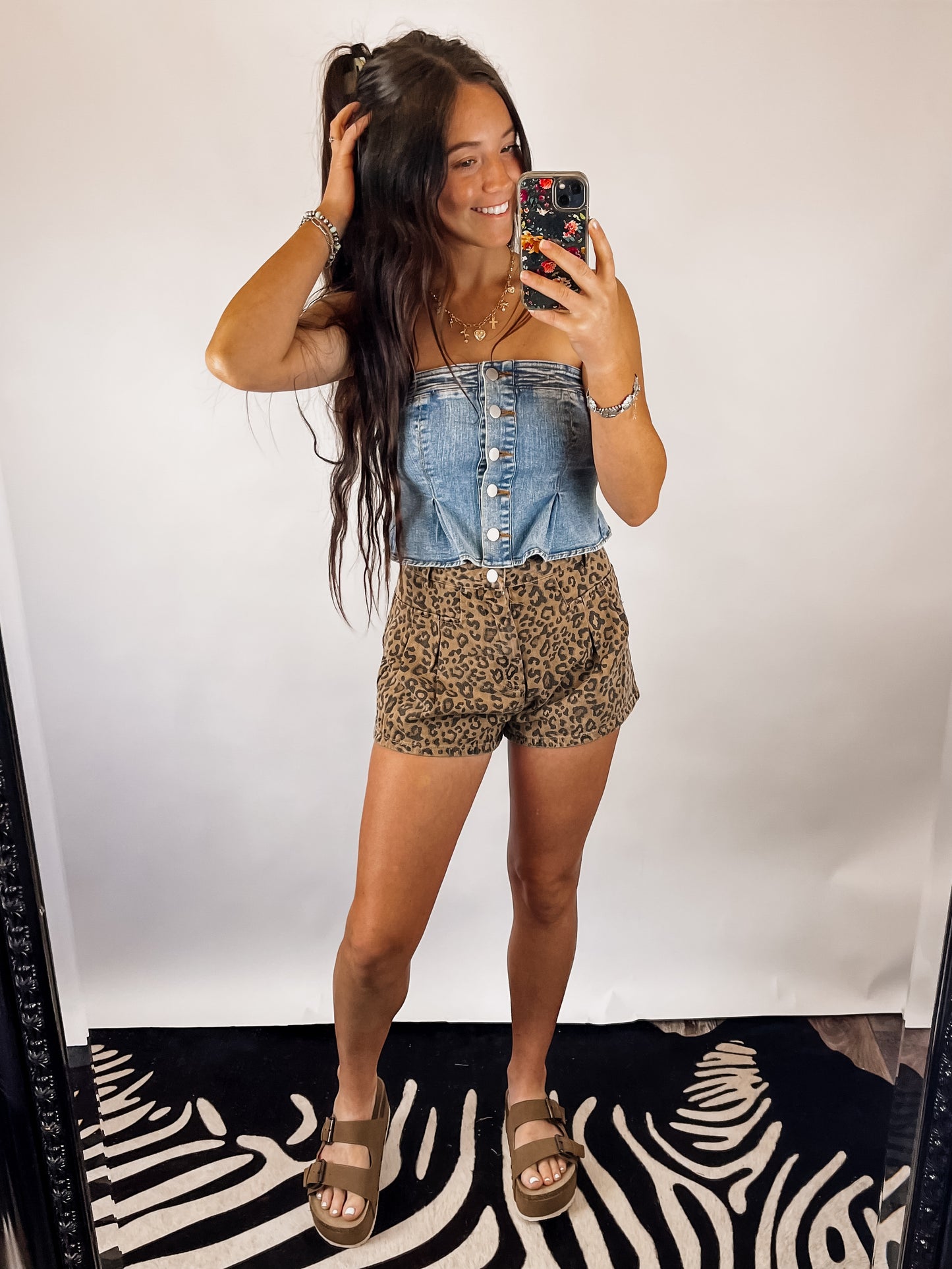 The Leopard Denim Shorts