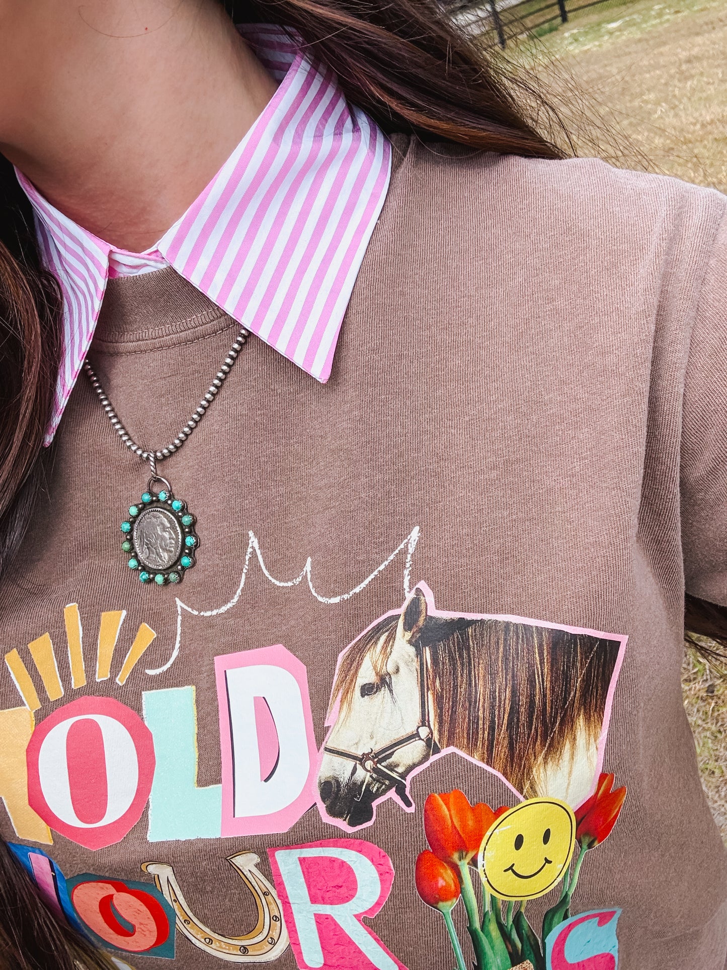 Pink & White Striped Collar