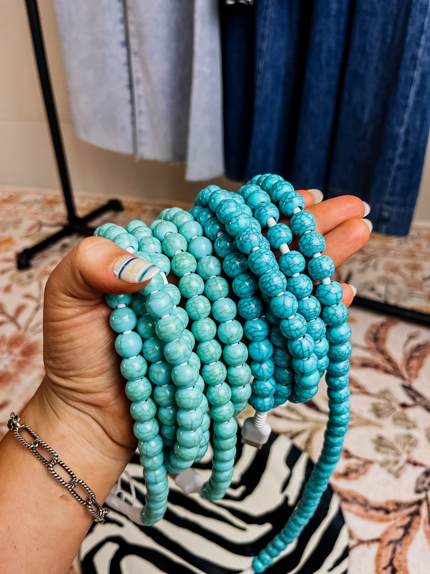 Turquoise Beaded Charging Cable (2 colors)