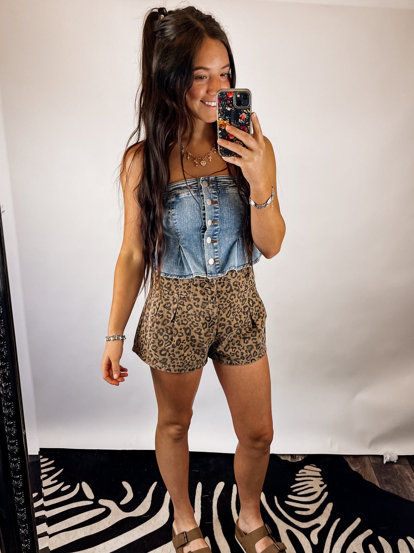 The Leopard Denim Shorts