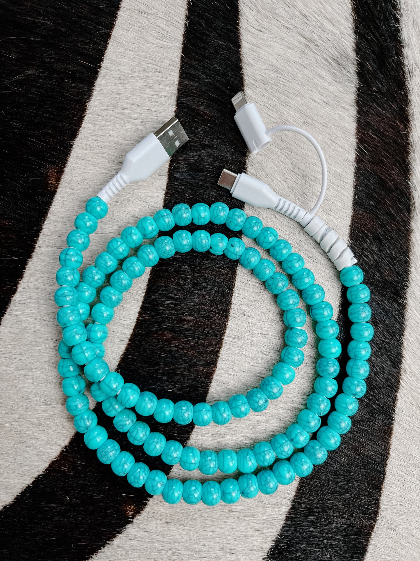 Turquoise Beaded Charging Cable (2 colors)