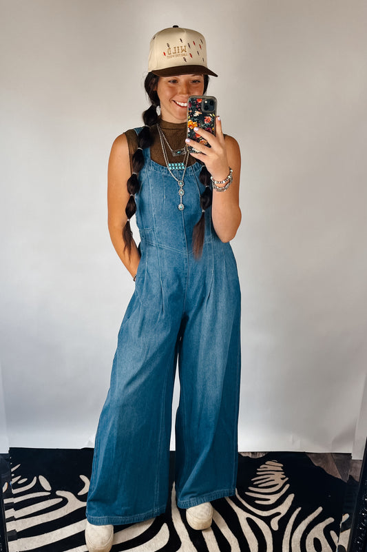 The Posie Denim Jumpsuit- Dark Wash