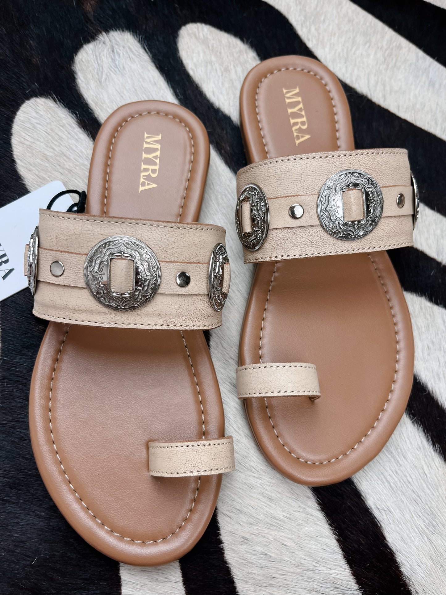The Concho Sandals in Tan