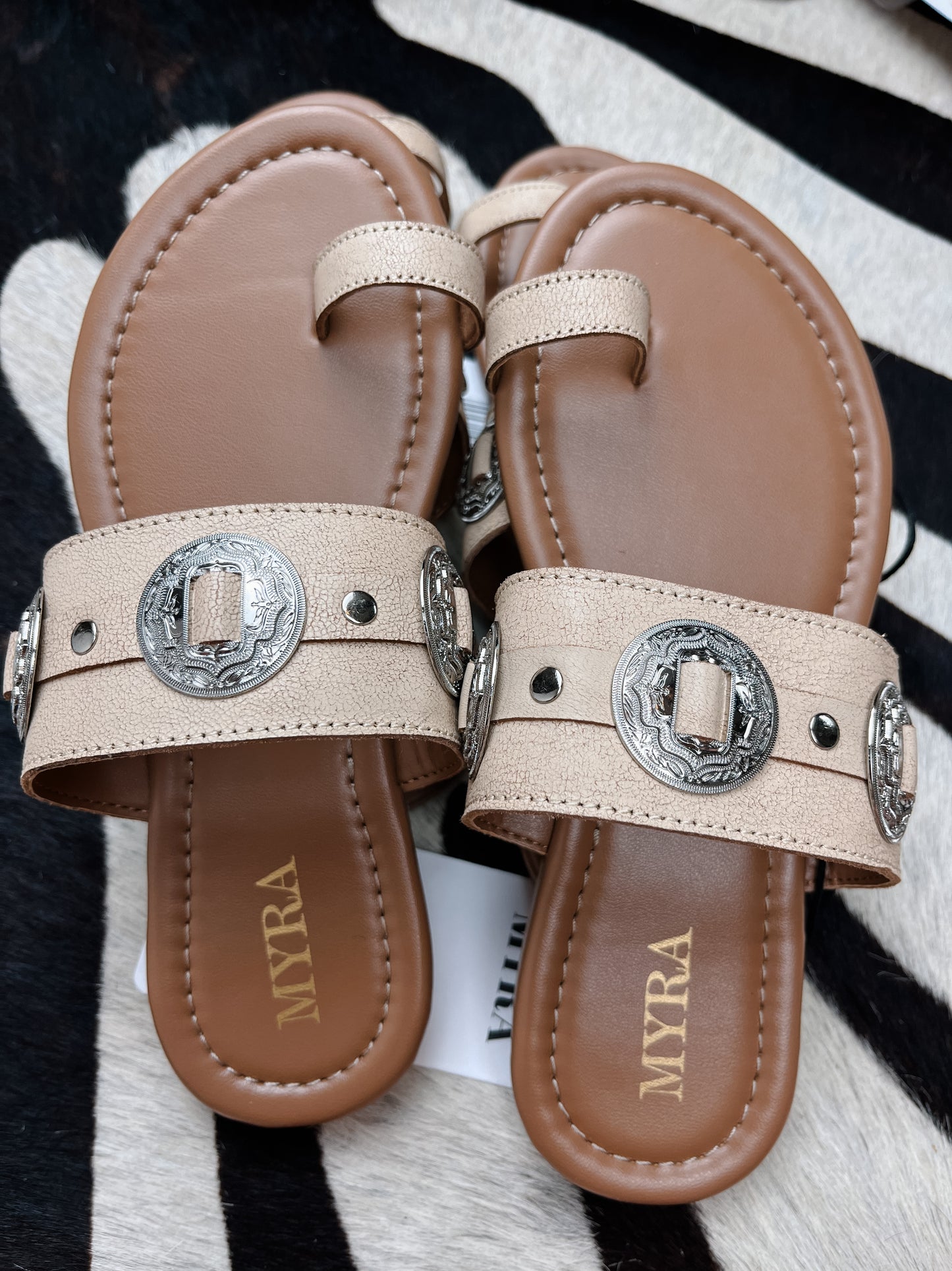 The Concho Sandals in Tan