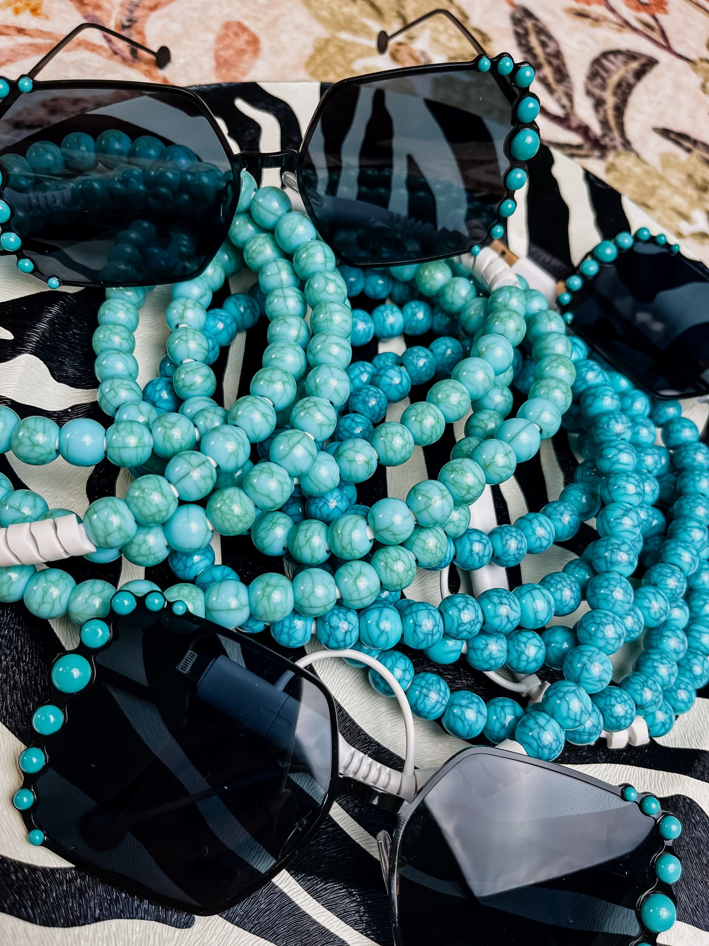 Turquoise Beaded Charging Cable (2 colors)
