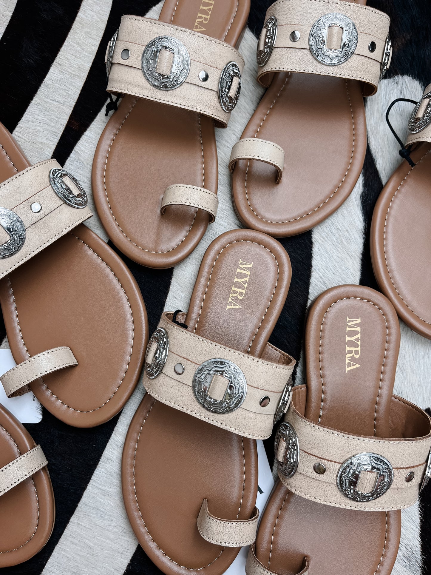 The Concho Sandals in Tan