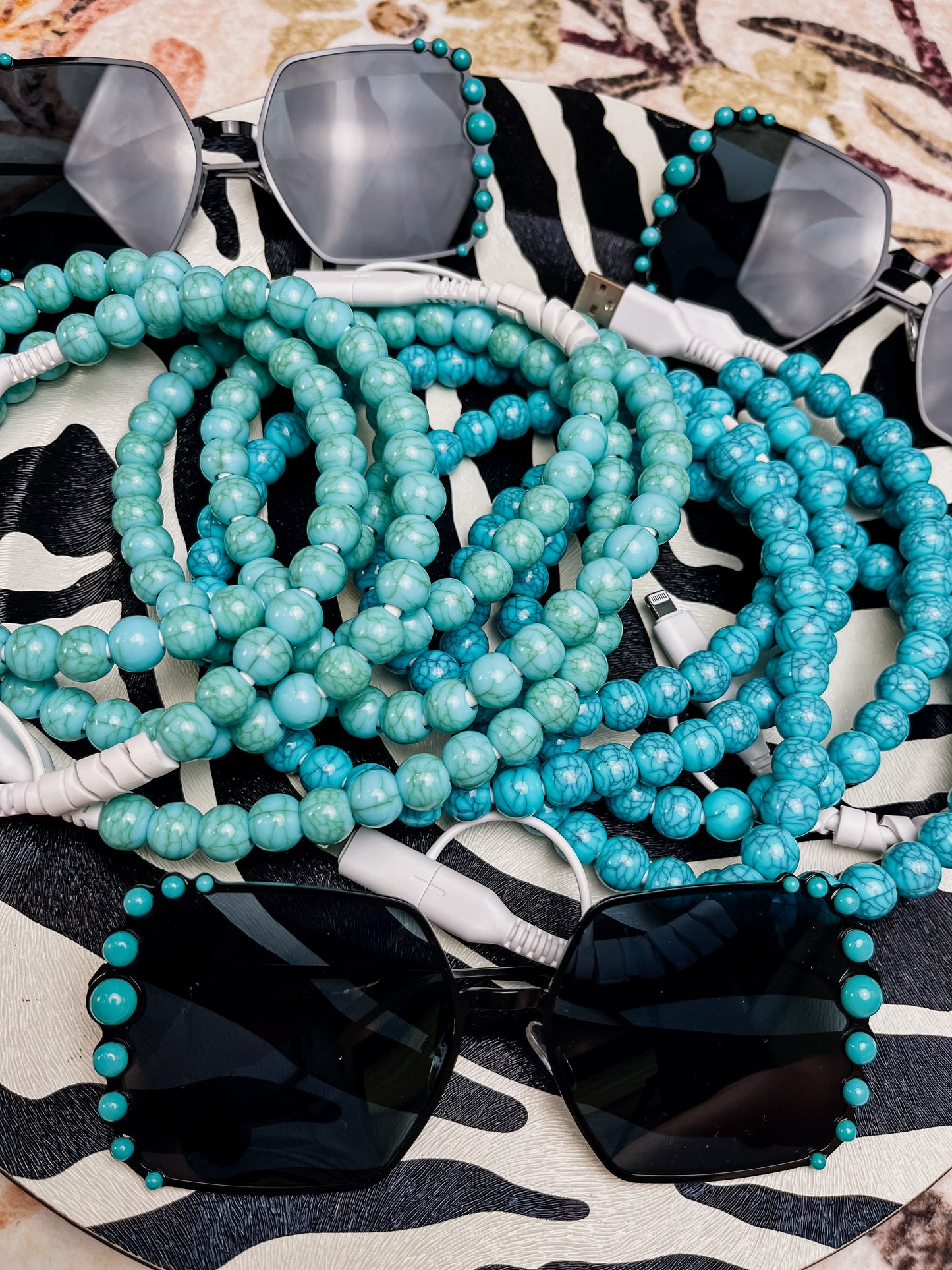 Turquoise Beaded Charging Cable (2 colors)