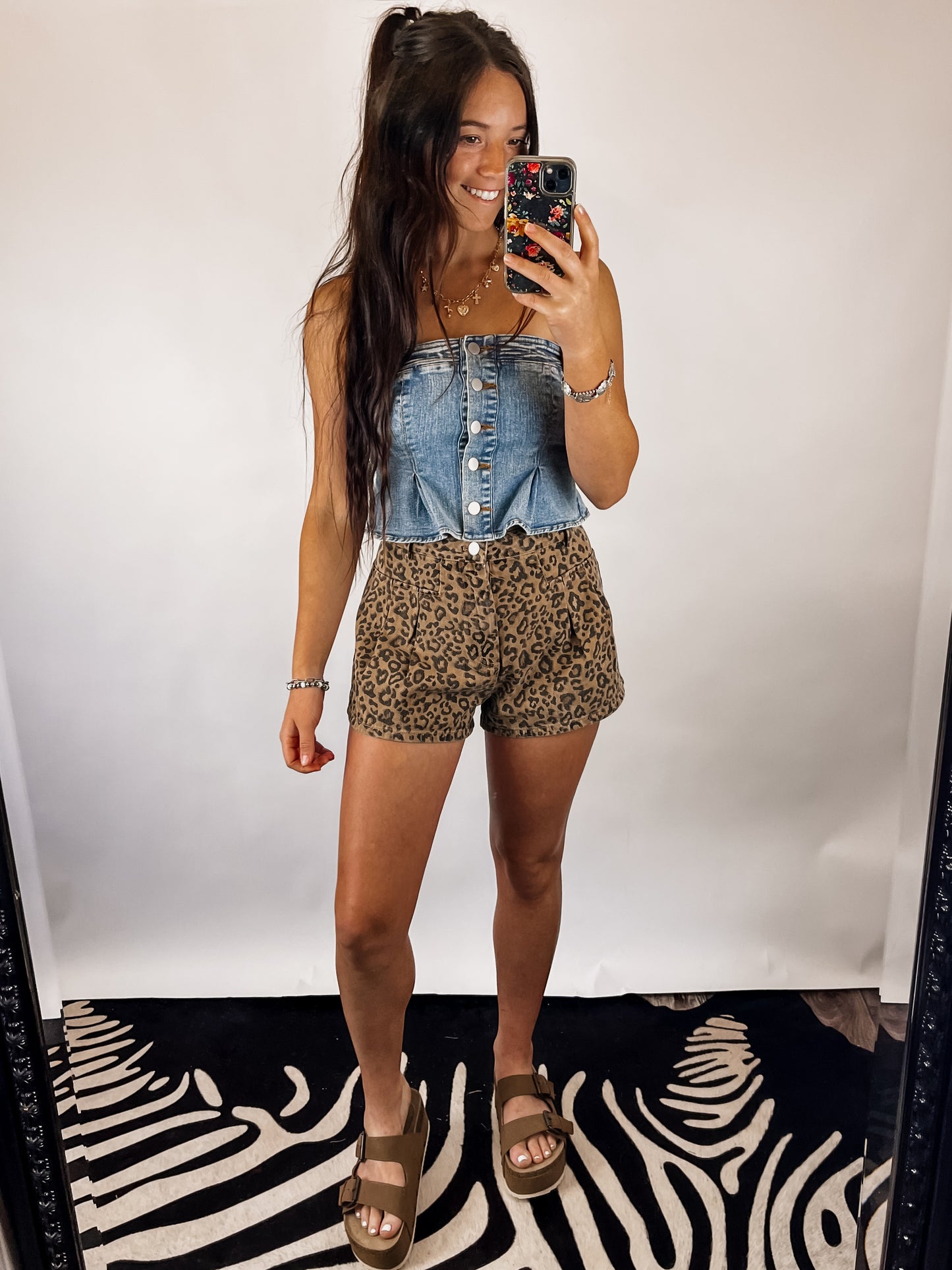 The Leopard Denim Shorts