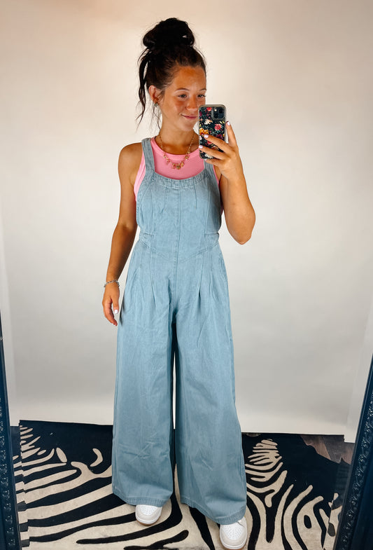 The Posie Denim Jumpsuit - Light Wash