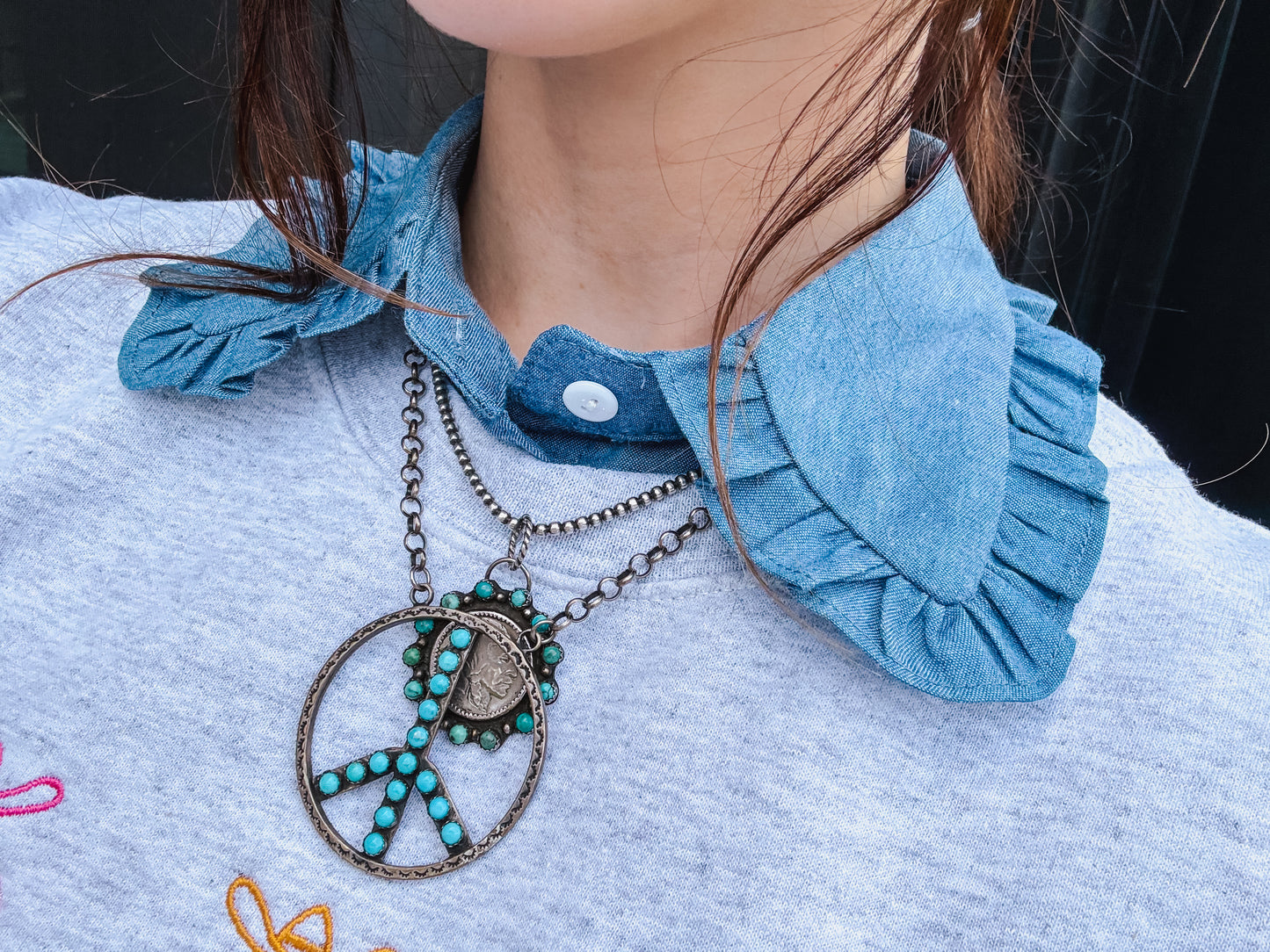 Denim Ruffle Collar