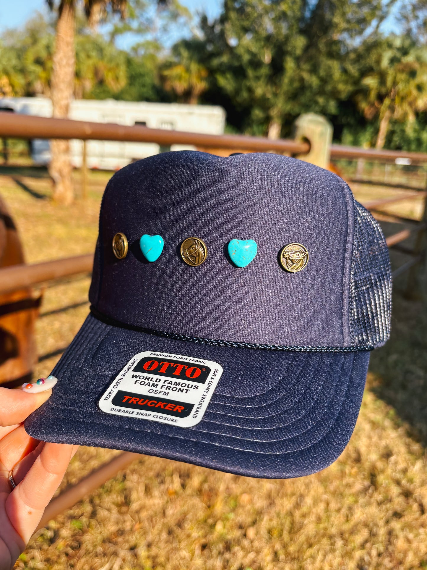 #8 Navy Button Hat