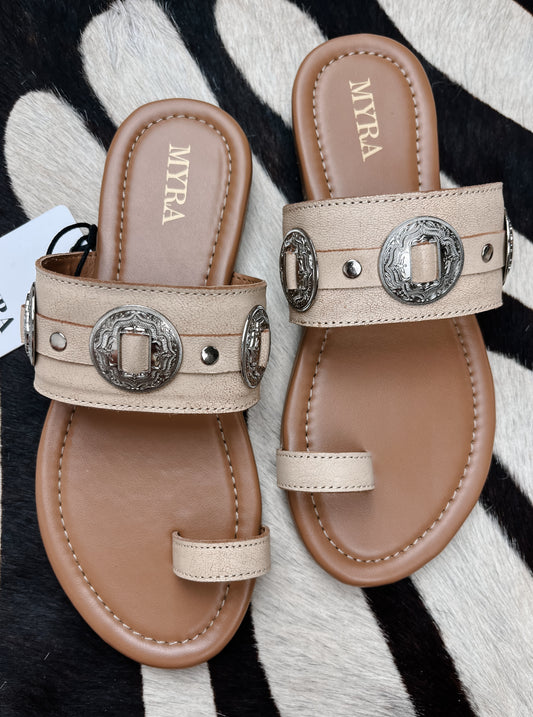 The Concho Sandals in Tan