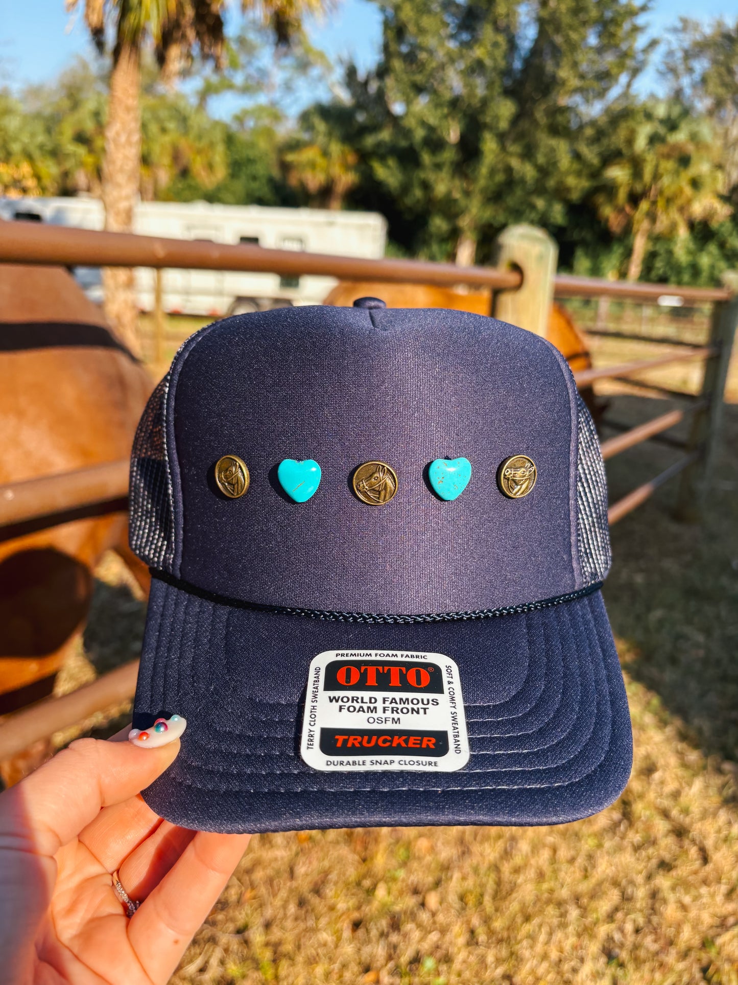 #8 Navy Button Hat