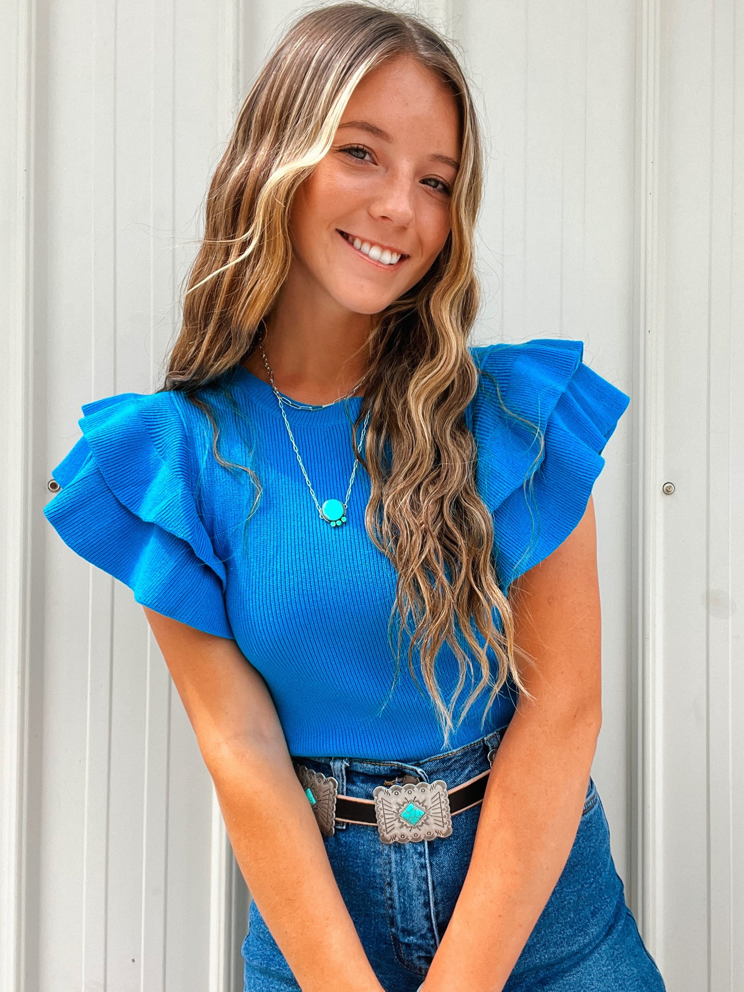 The Blue Frills Top