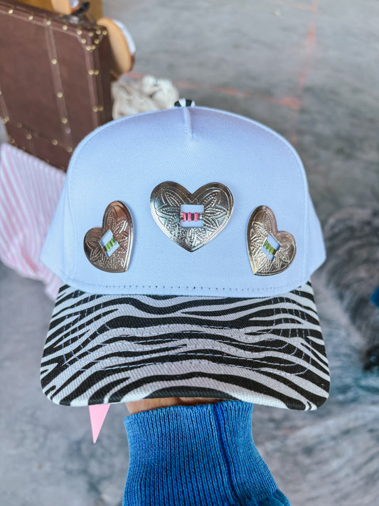 #17 Zebra Heart Concho Hat