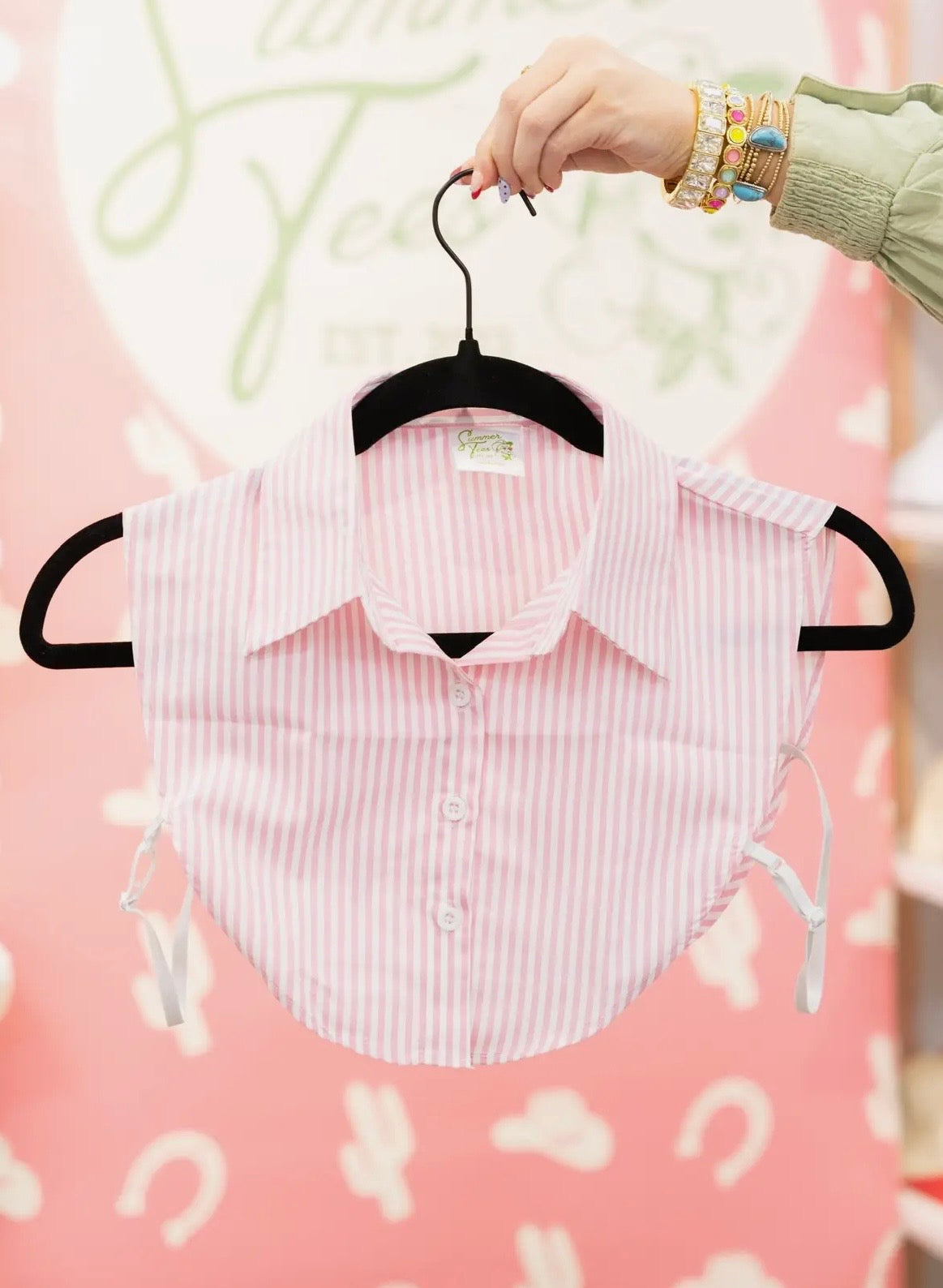 Pink & White Striped Collar