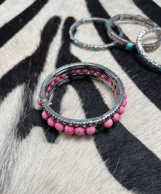 Pink Bead Stretch Bracelet