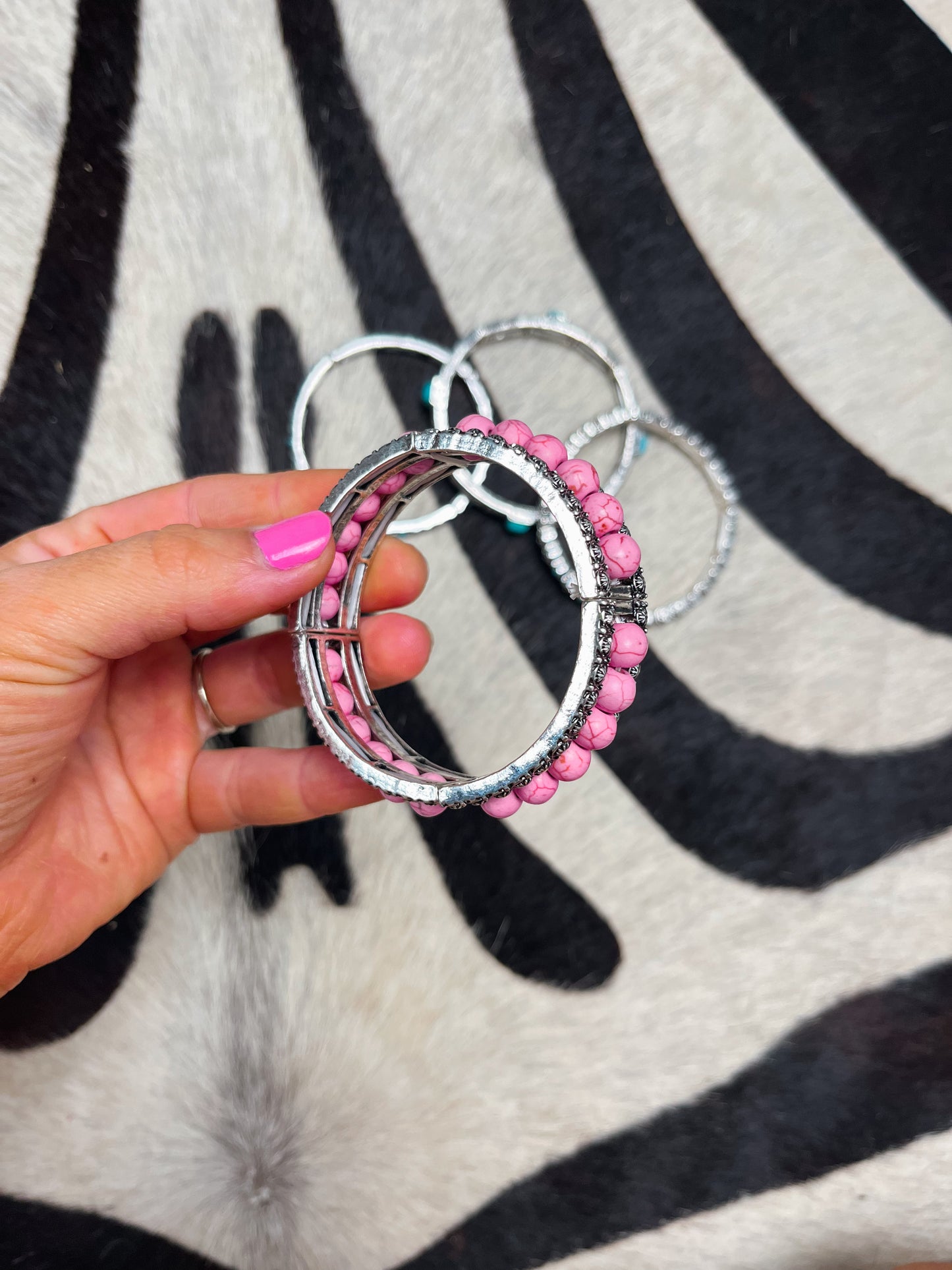 Pink Bead Stretch Bracelet