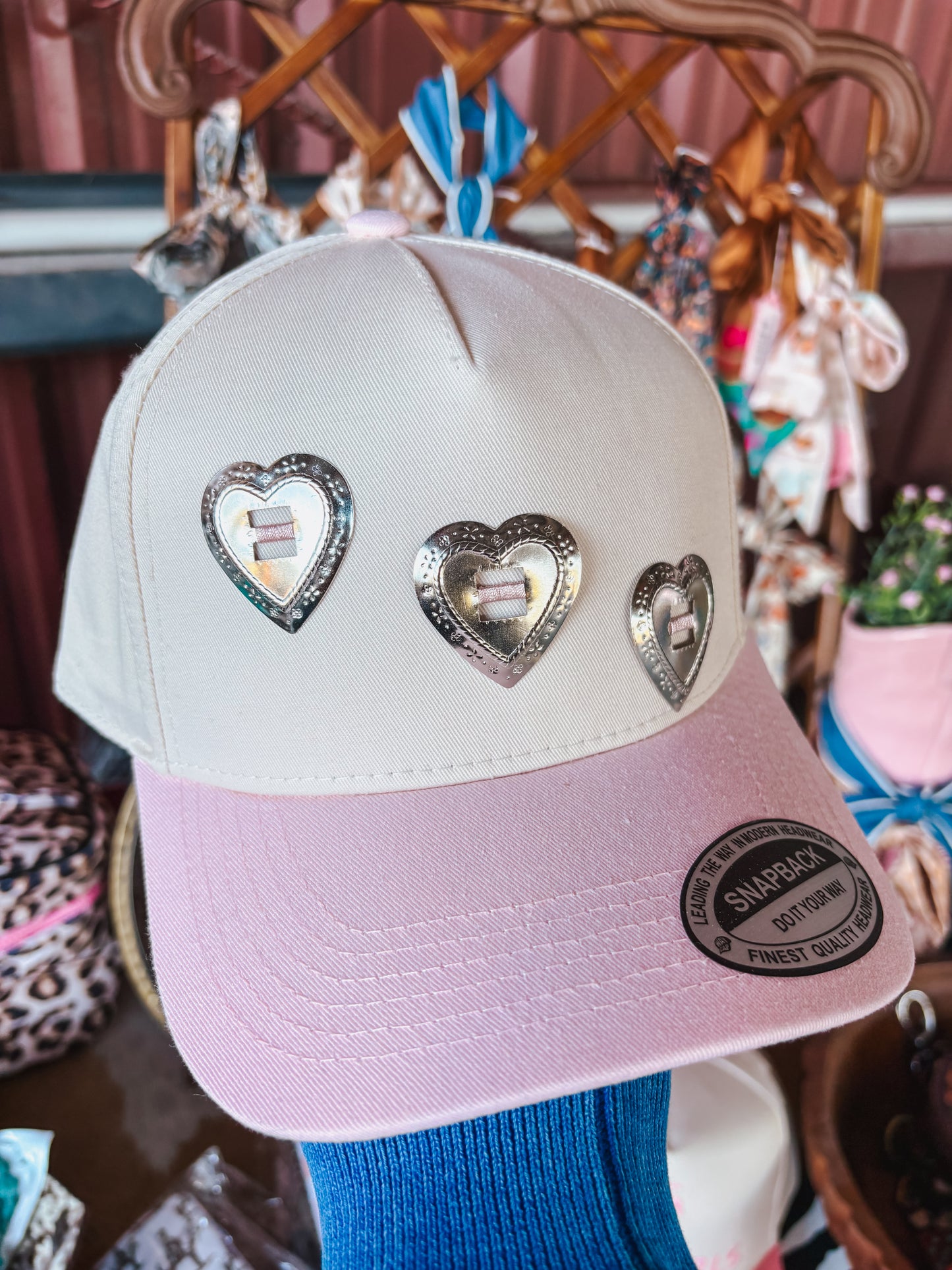 #15 Pink Canvas Concho Hat