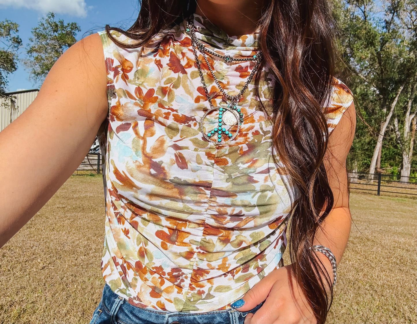 The Floral Mesh Top
