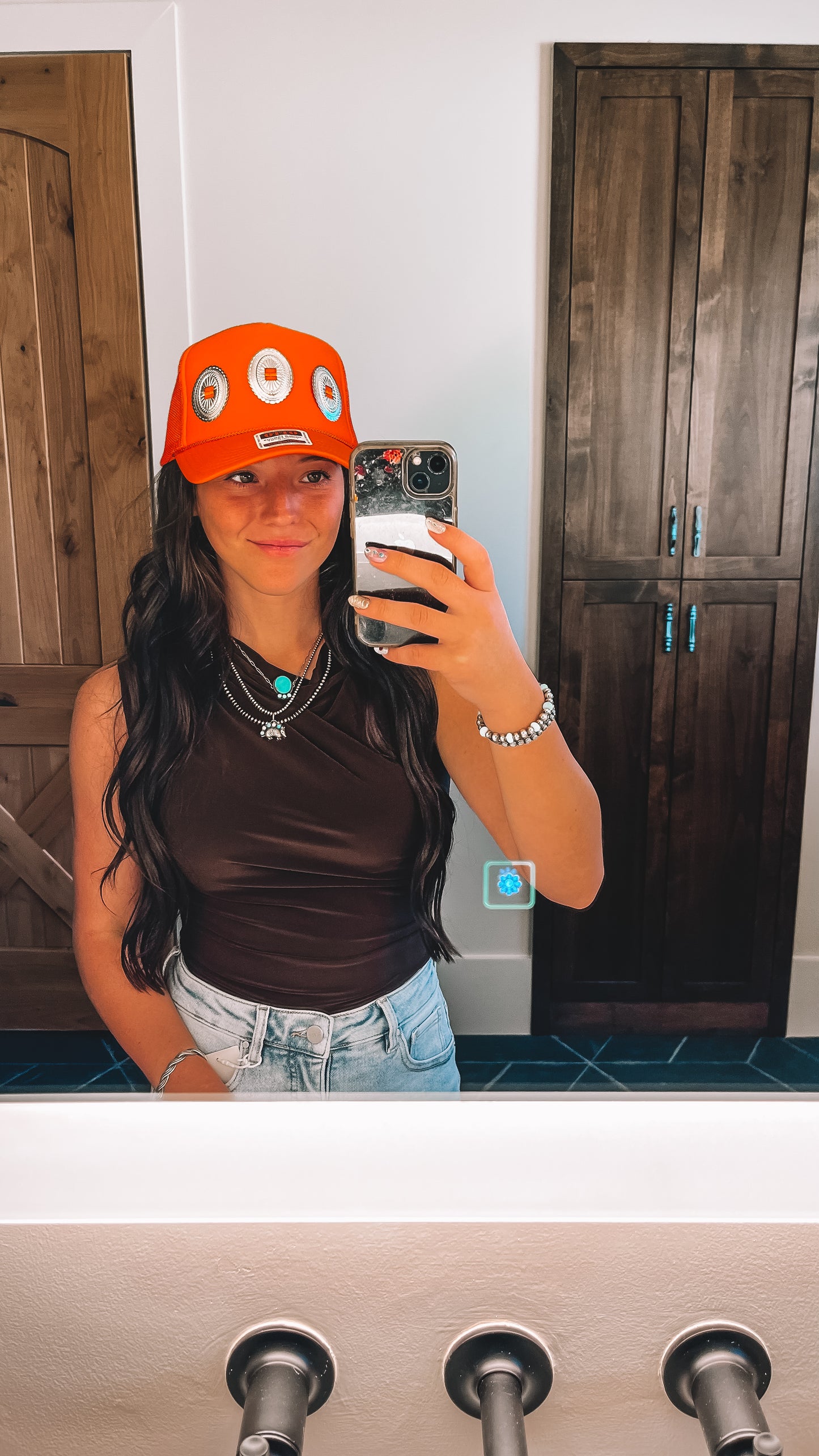 #6 Orange Concho Hat