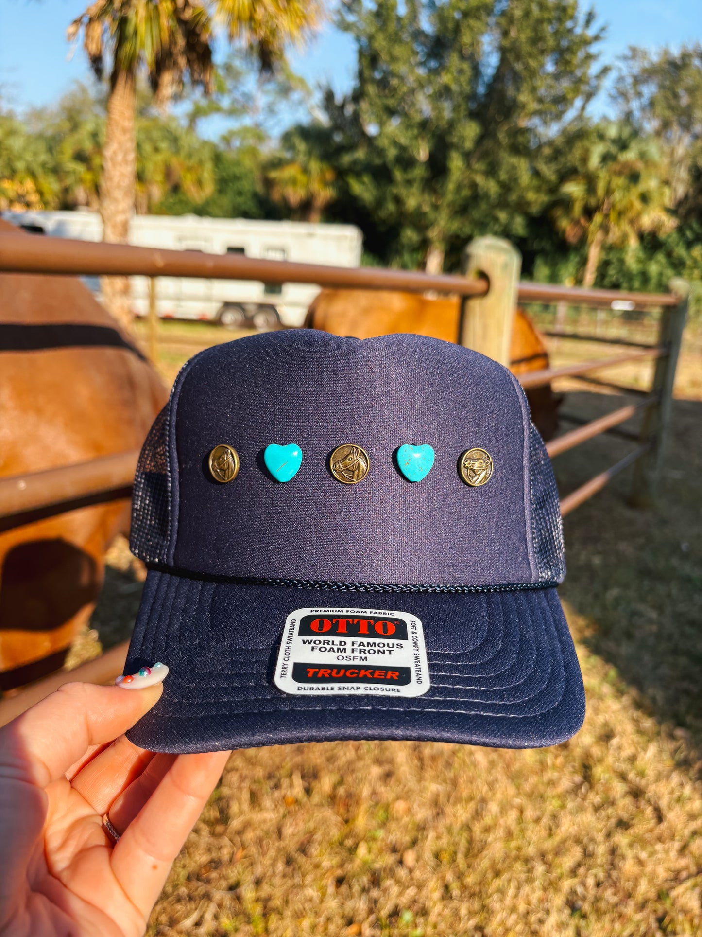 #8 Navy Button Hat