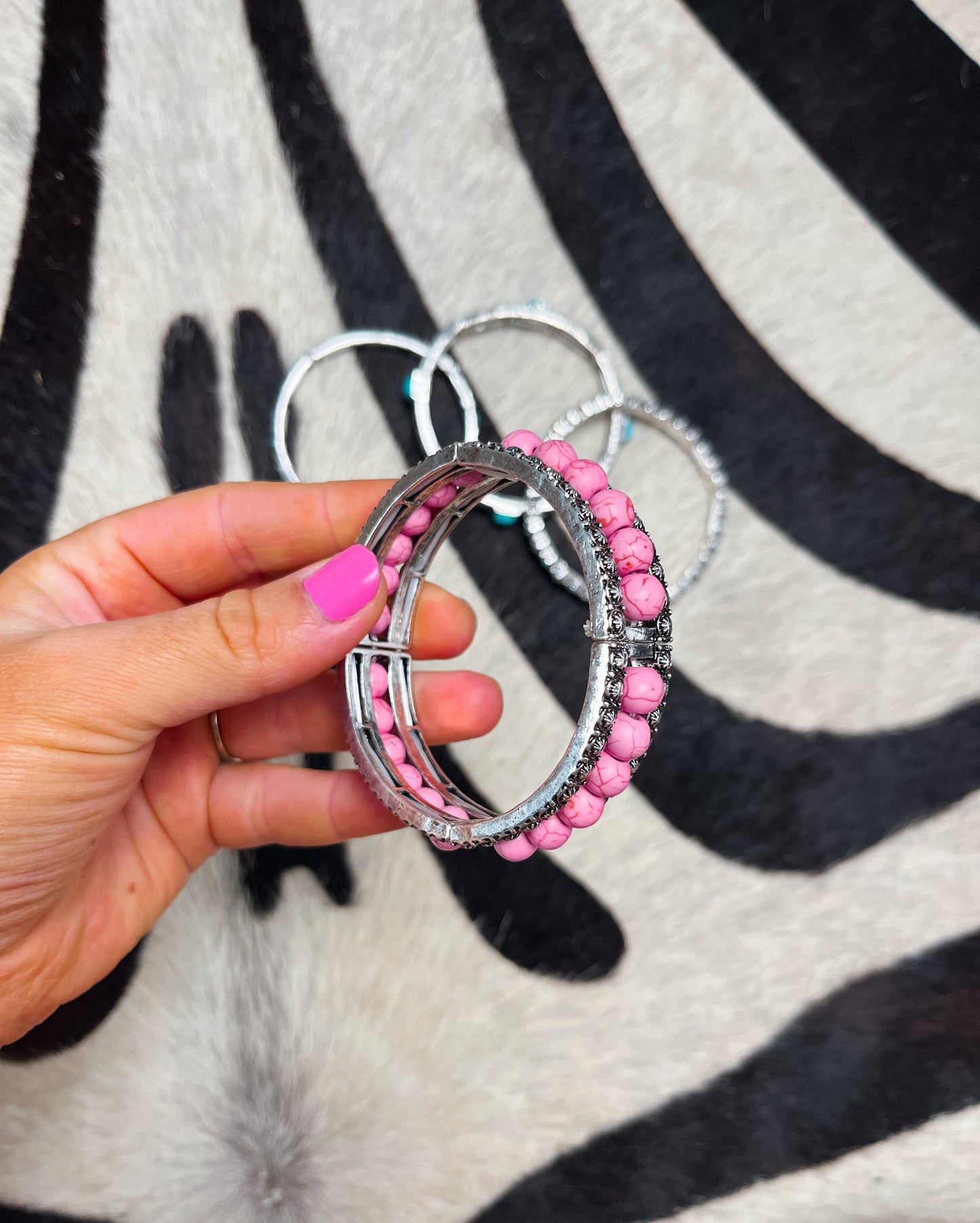 Pink Bead Stretch Bracelet