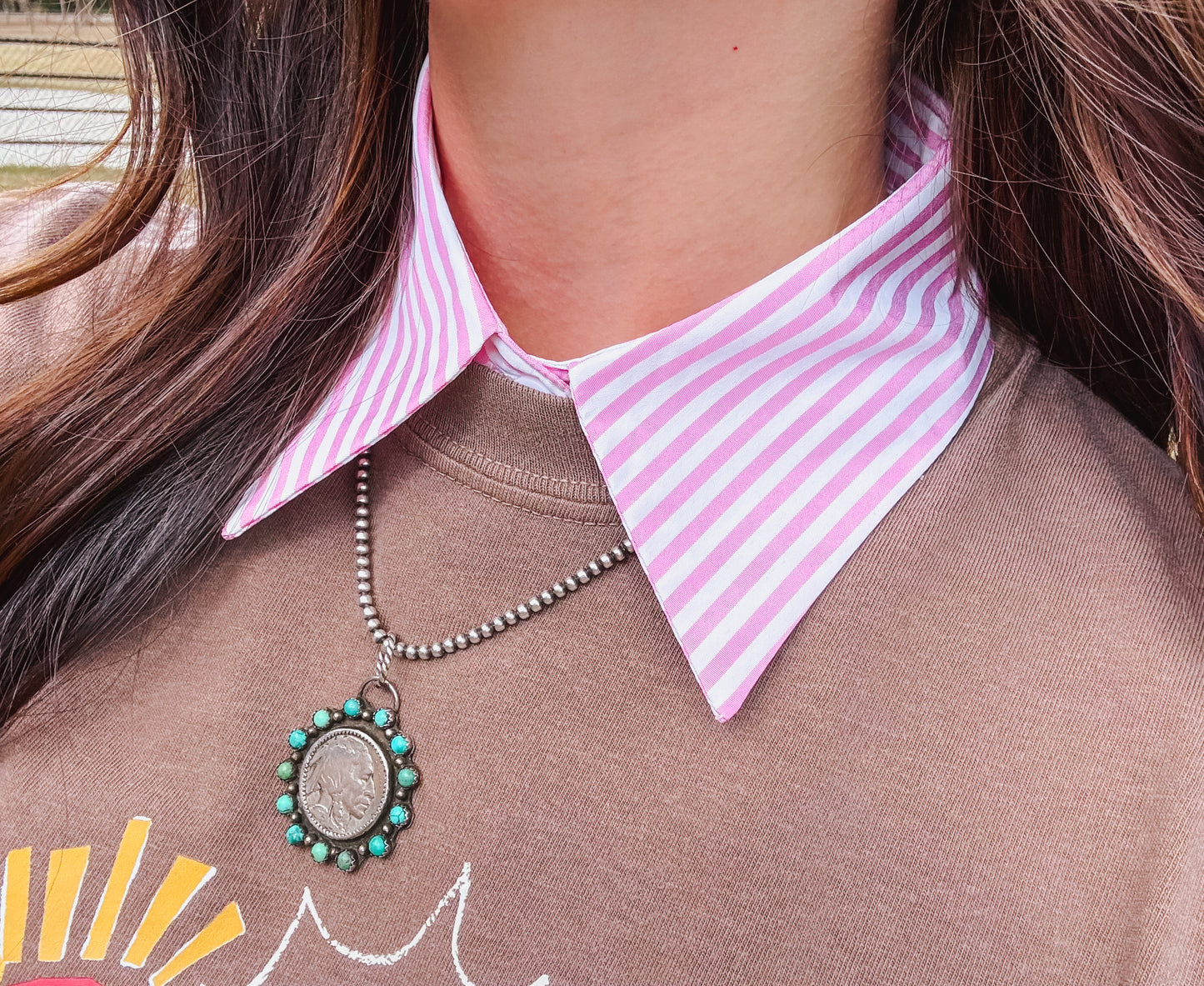 Pink & White Striped Collar