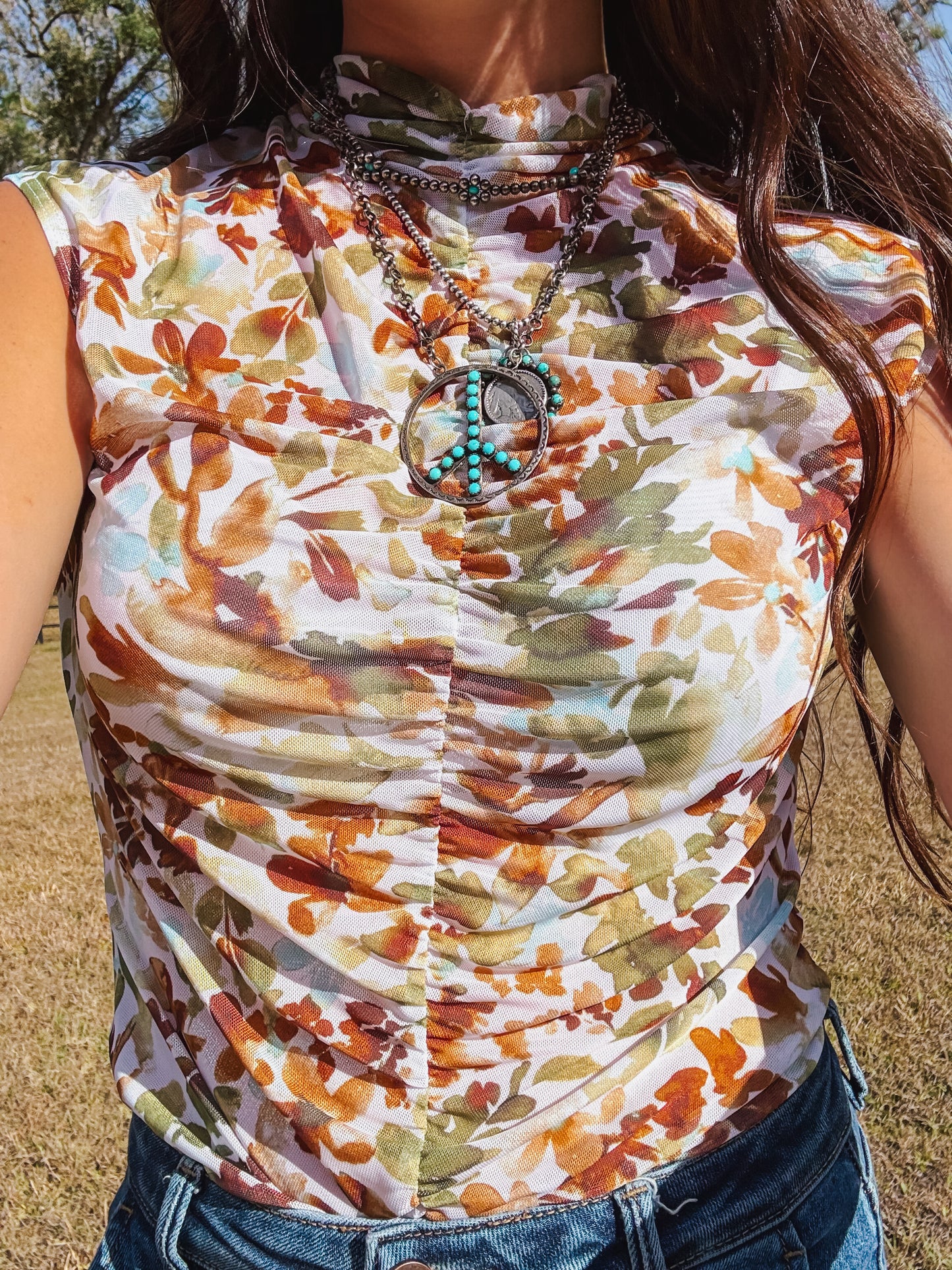 The Floral Mesh Top