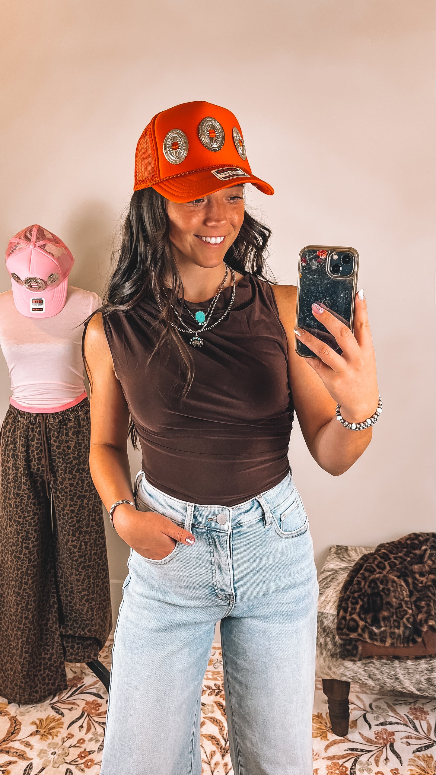 #6 Orange Concho Hat