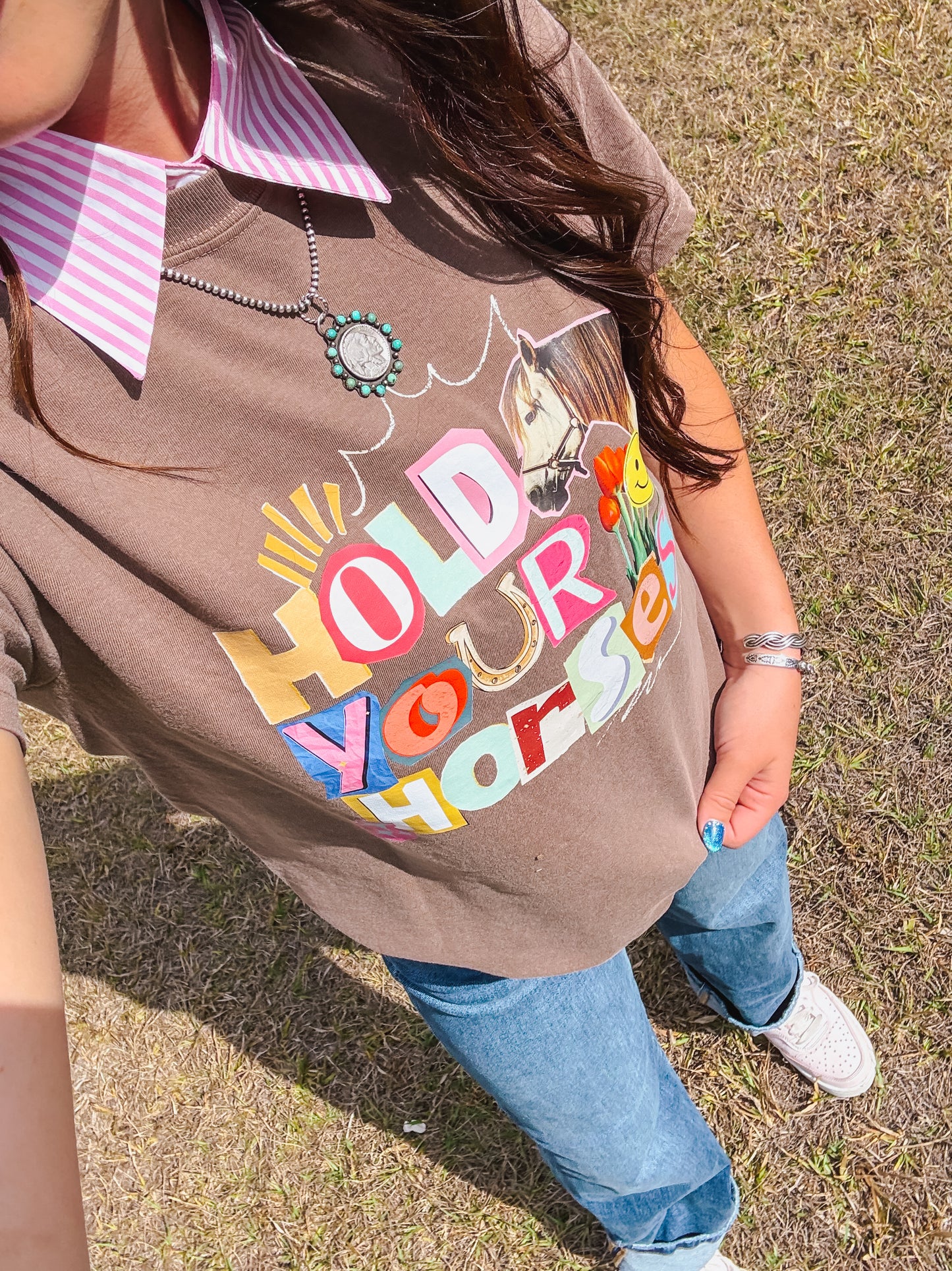 Pink & White Striped Collar