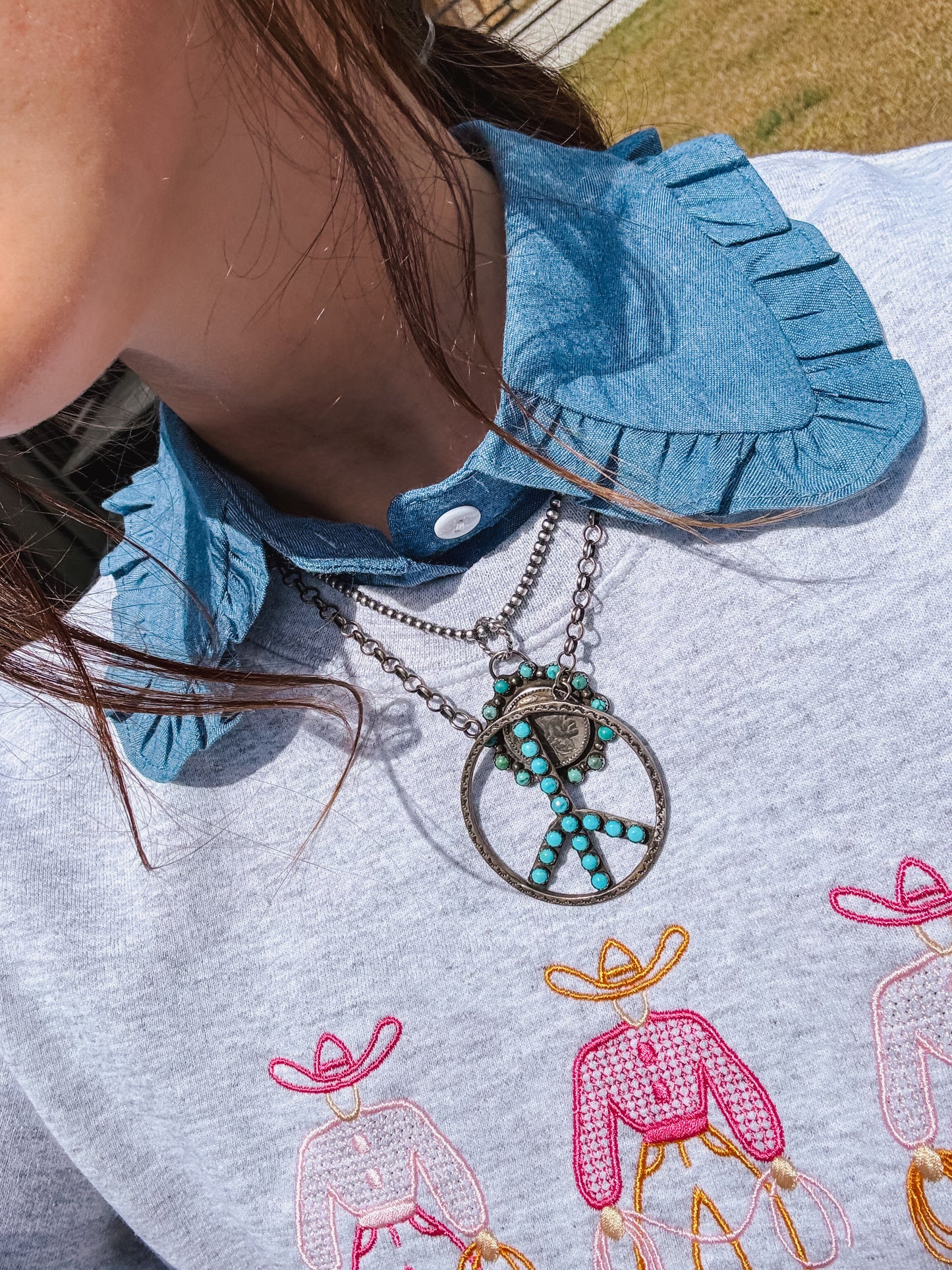 Denim Ruffle Collar