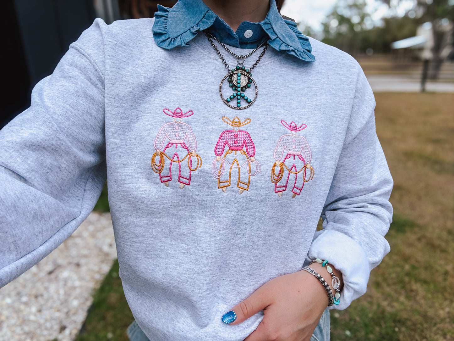 Denim Ruffle Collar