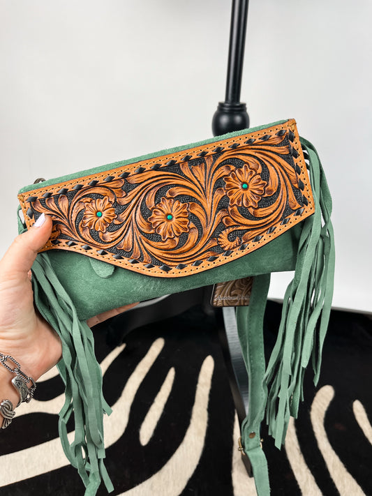 The Green Suede Purse