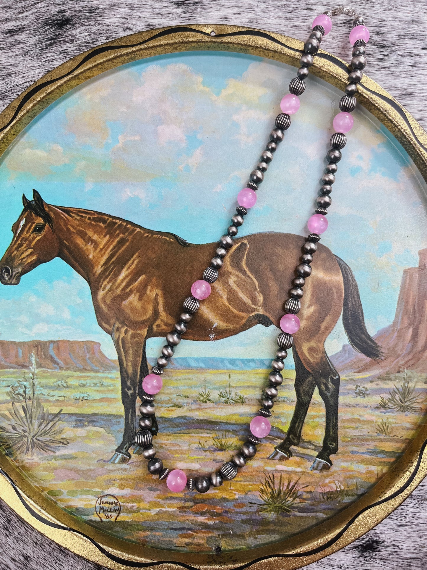 Pink Selenite & Pearl Necklace