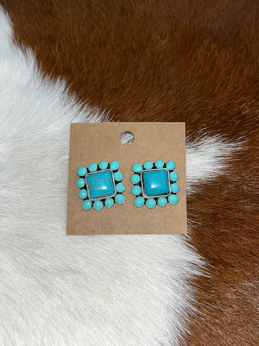 The Turquoise Square Earrings